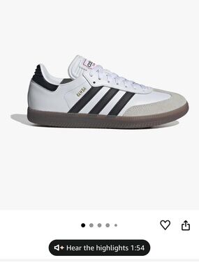 adidas Samba Leather Sneaker - White, Black, Gray unisex 11M-12W